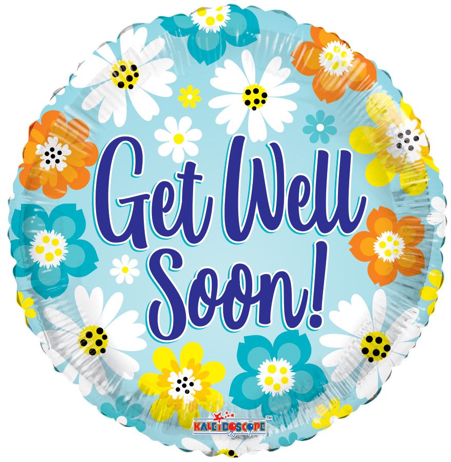 18" Get Well Bright Flowers Balloon