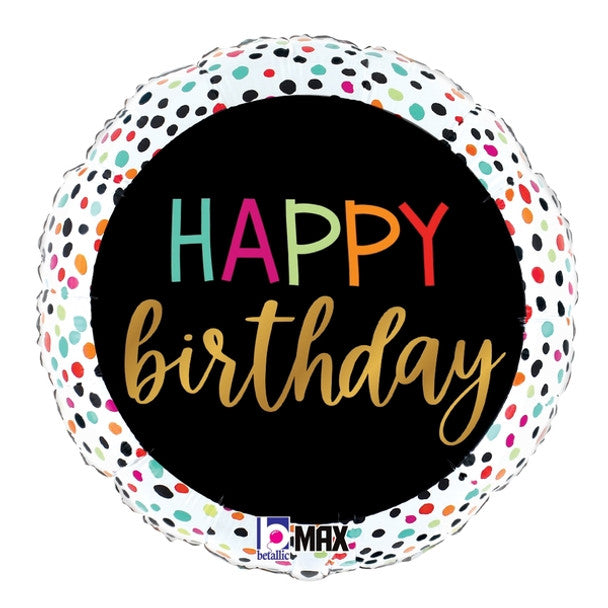 18" Happy Birthday Colorful Dots