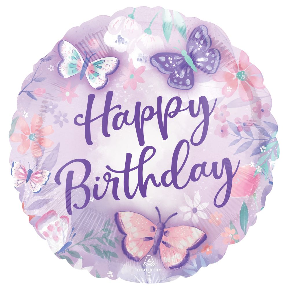 18" Flutters Happy Birthday Balloon