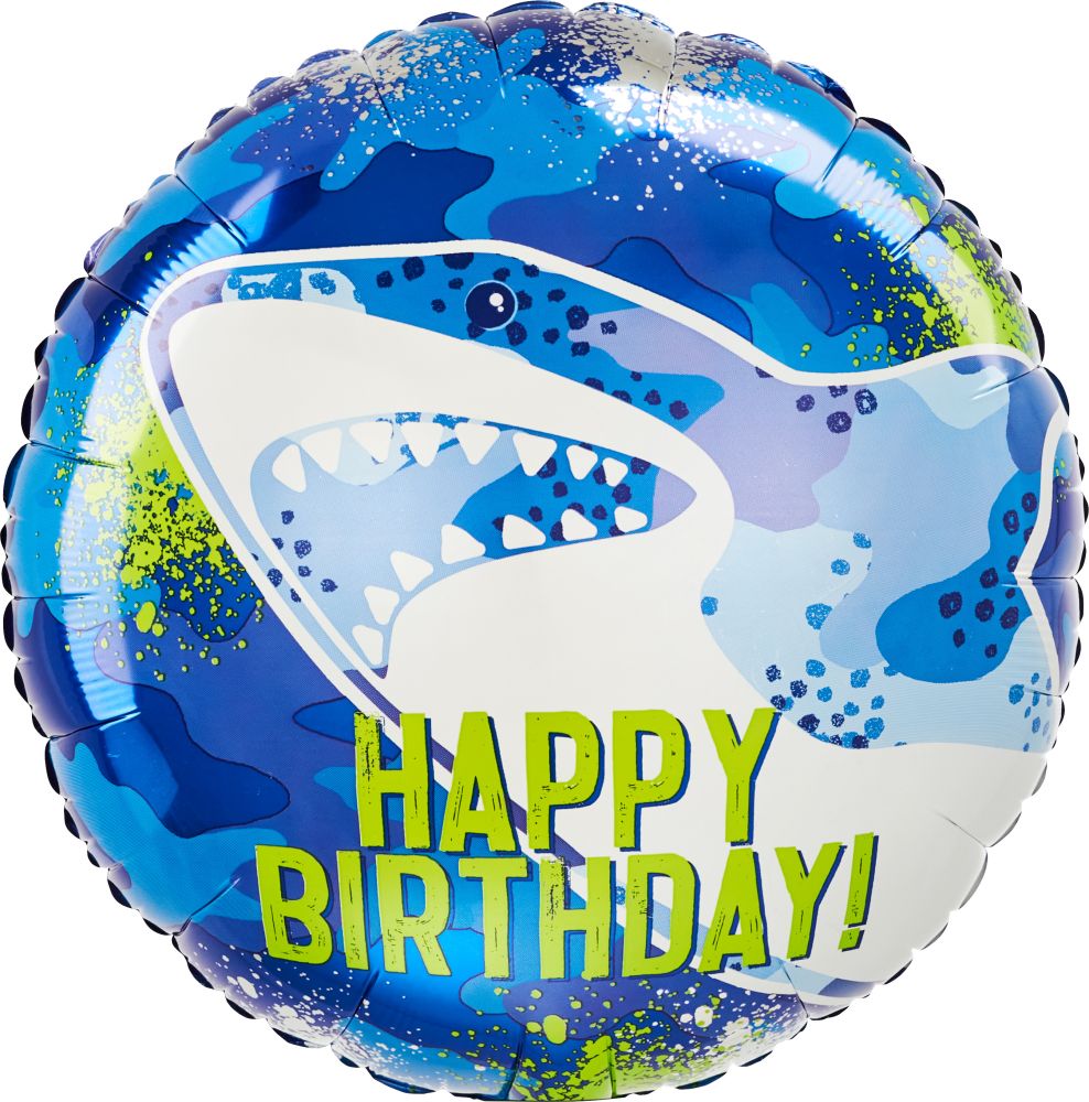 18" Shark Happy Birthday Balloon