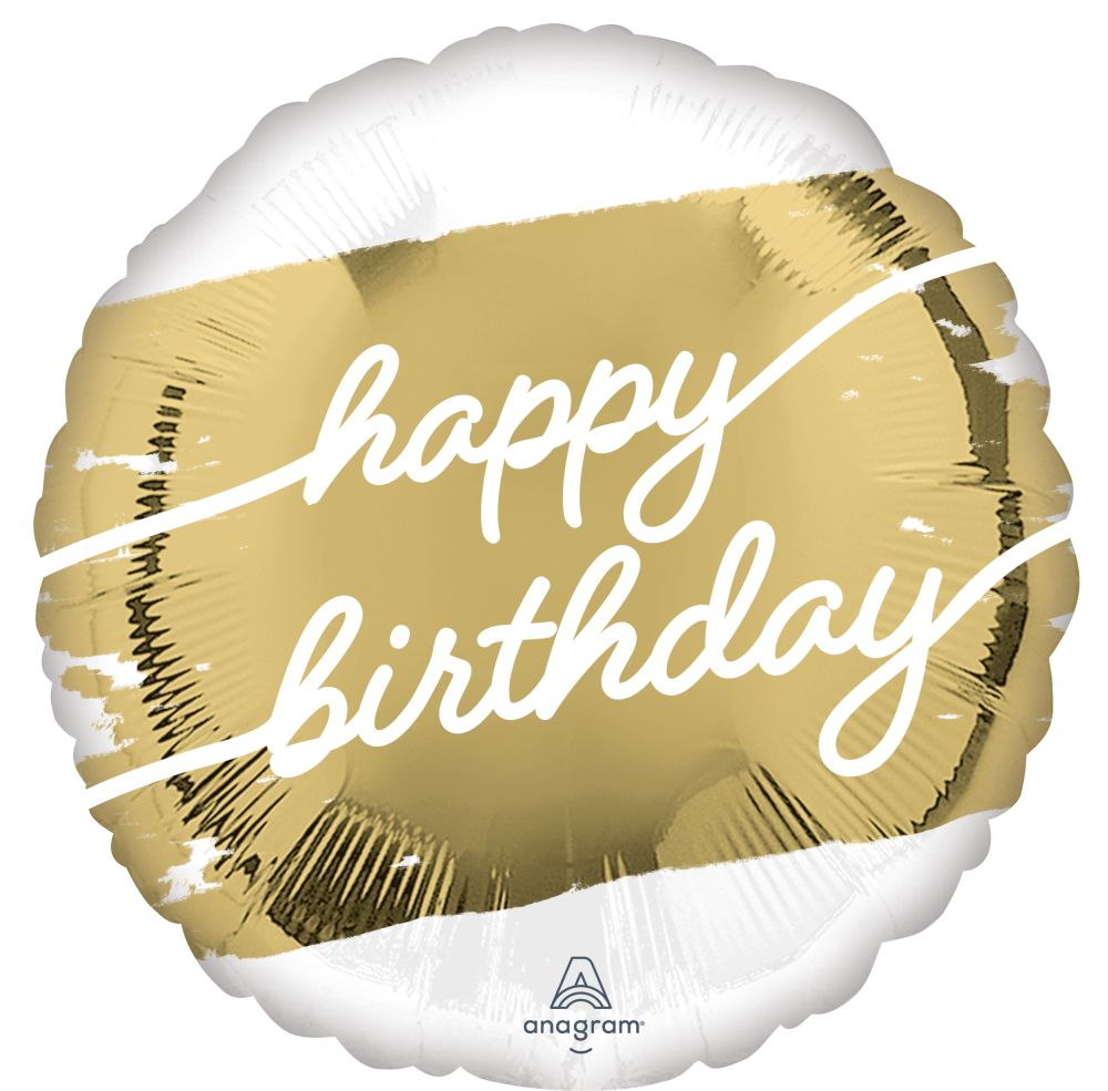Satin Golden Age Happy Birthday Foil Balloon, 18in