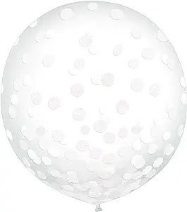 2ct, 24in, White Confetti Balloons
