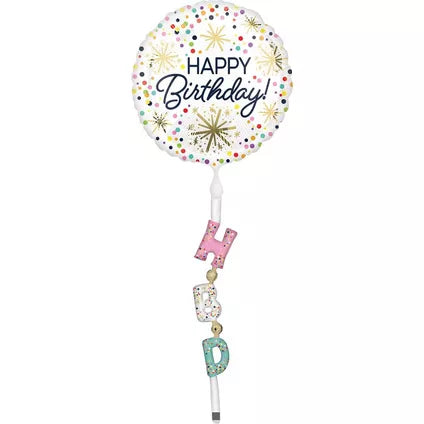 Confetti Sprinkle Happy Birthday Foil Balloon (24in) with Balloon Tail