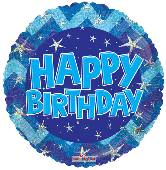 18" Happy Birthday Blue Foil Balloon