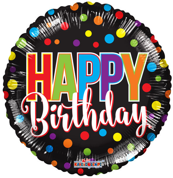 18" Happy Birthday Rainbow Dots Foil Balloon