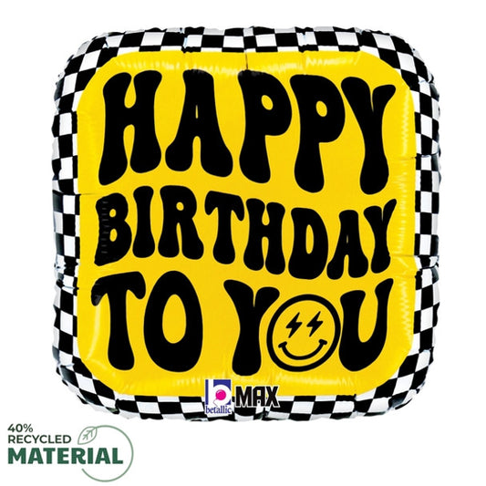 18" Happy Birthday Smiley Checkerboard