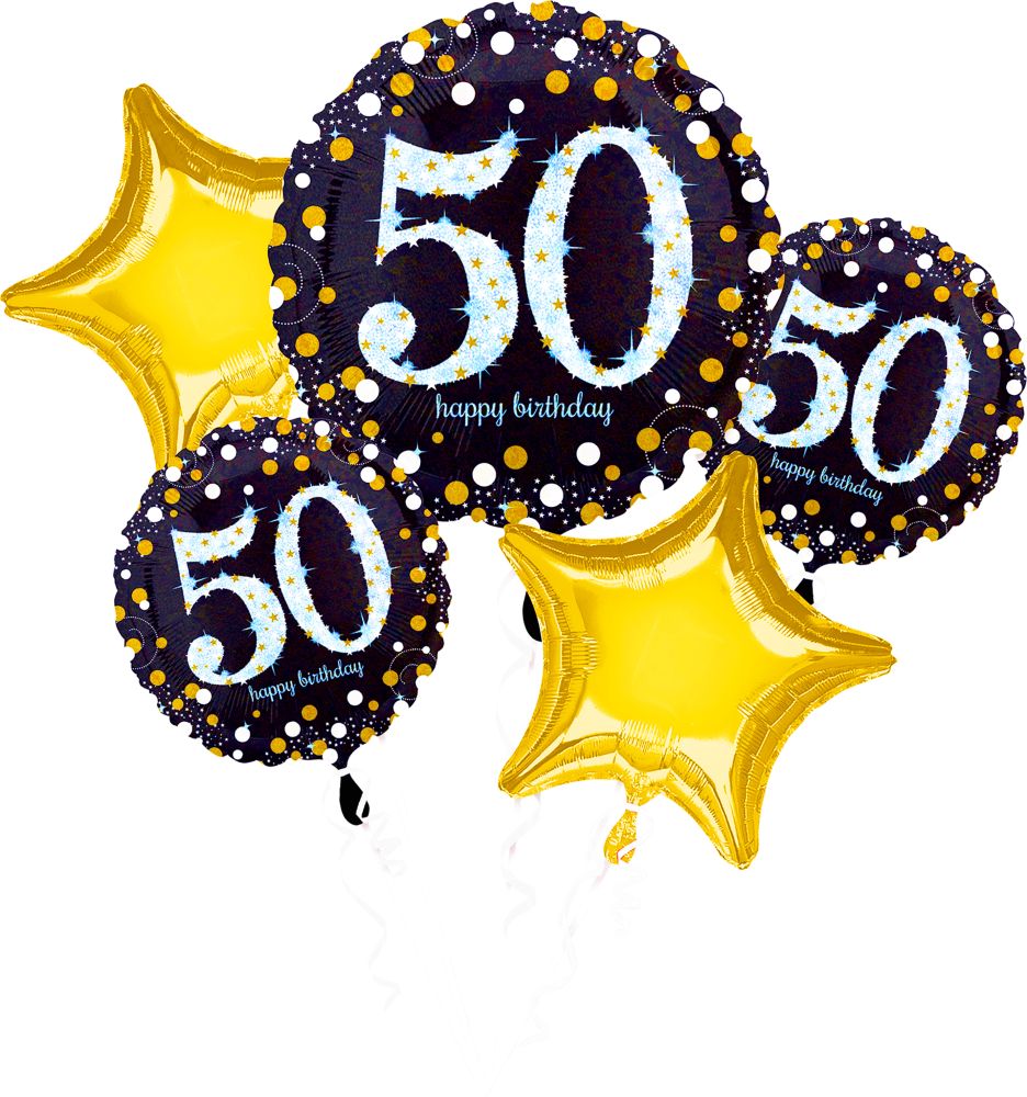 5 Pc Balloon Bouquet Sparkling Birthday 50