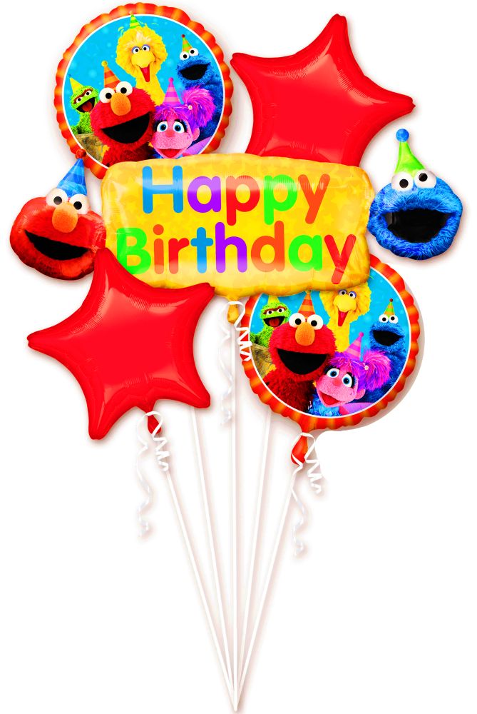5 Pc Balloon Bouquet Sesame Street