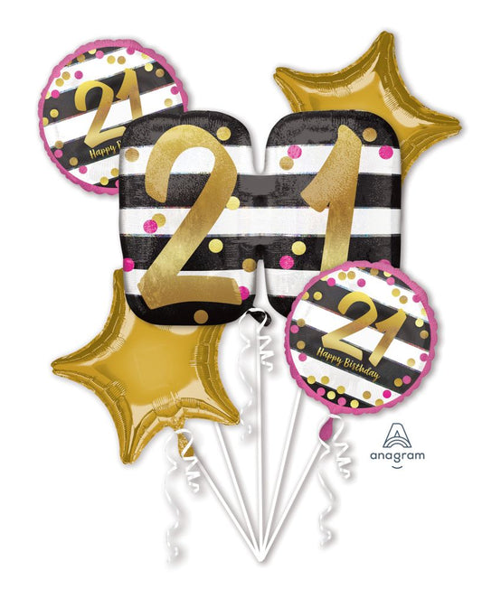 Balloon Bouquet Pink & Gold Milestone 21