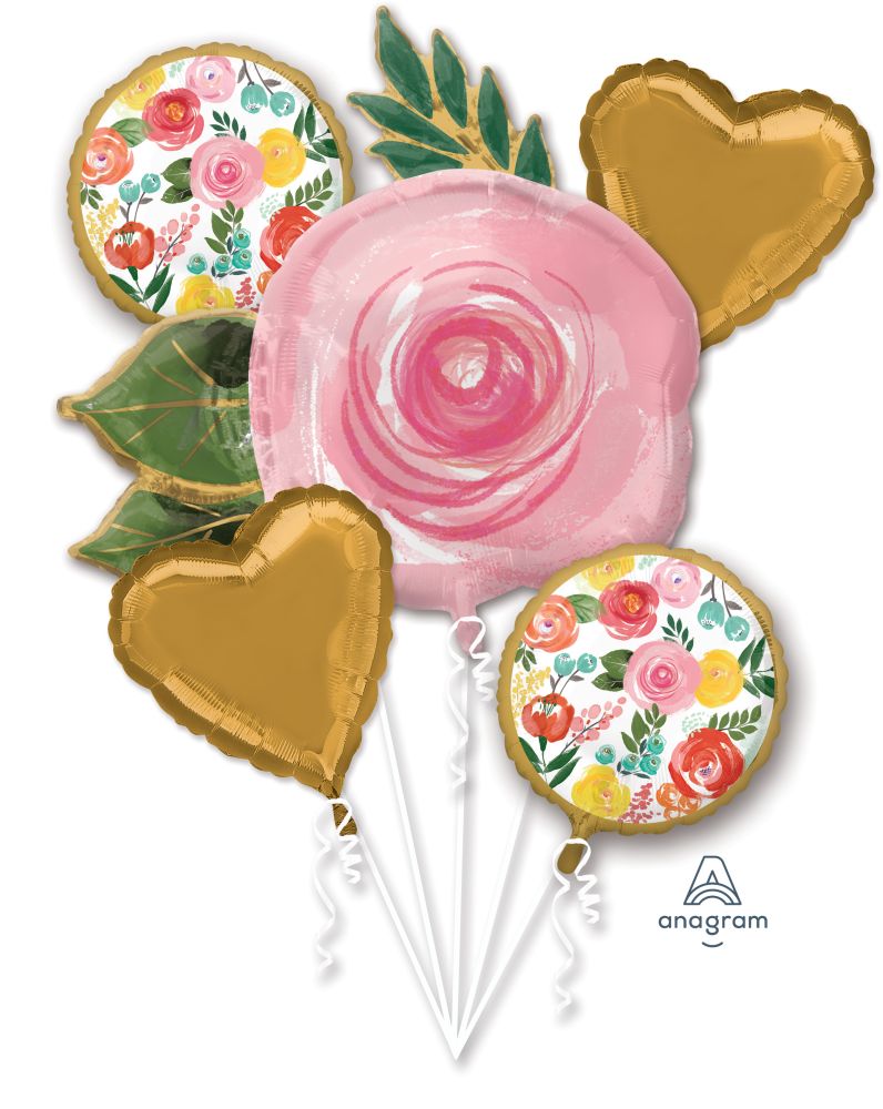 5 Pc Balloon Bouquet Bright Florals