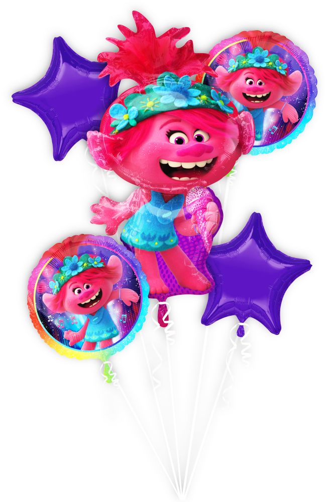 5 Pc Trolls World Tour Balloon Bouquet
