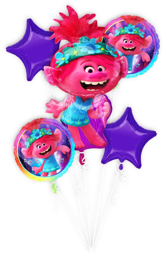 5 Pc Trolls World Tour Balloon Bouquet
