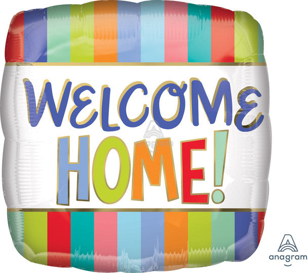 18" Welcome Home Stripes Square Foil Balloon