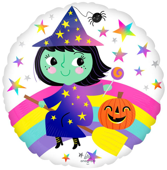 18" Rainbow Witch Balloon