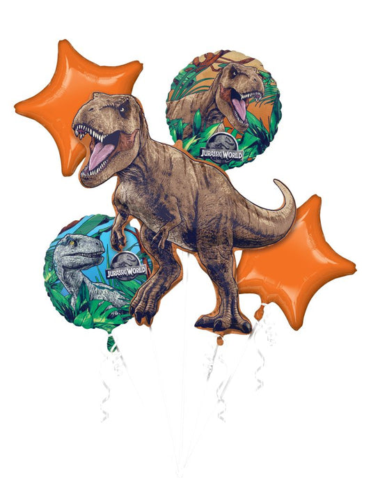 5 pc Jurassic World Foil Balloon Bouquet