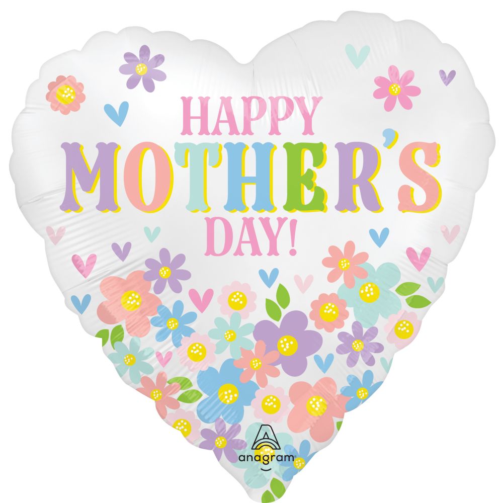 18" Heart Flower Mother's Day Foil Balloon