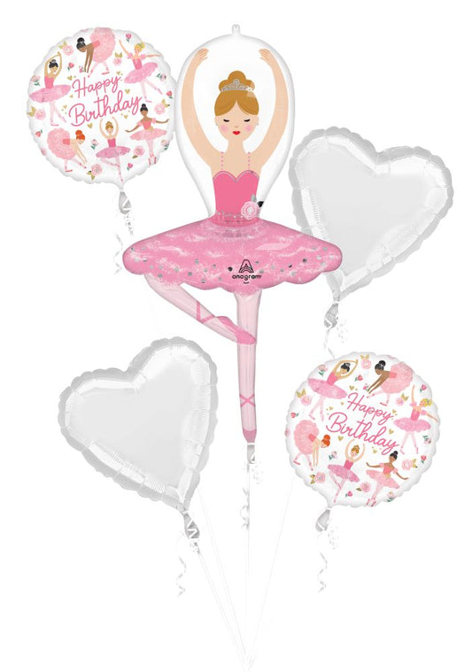 5 pc Bouquet Ballerina Girl Birthday Balloon