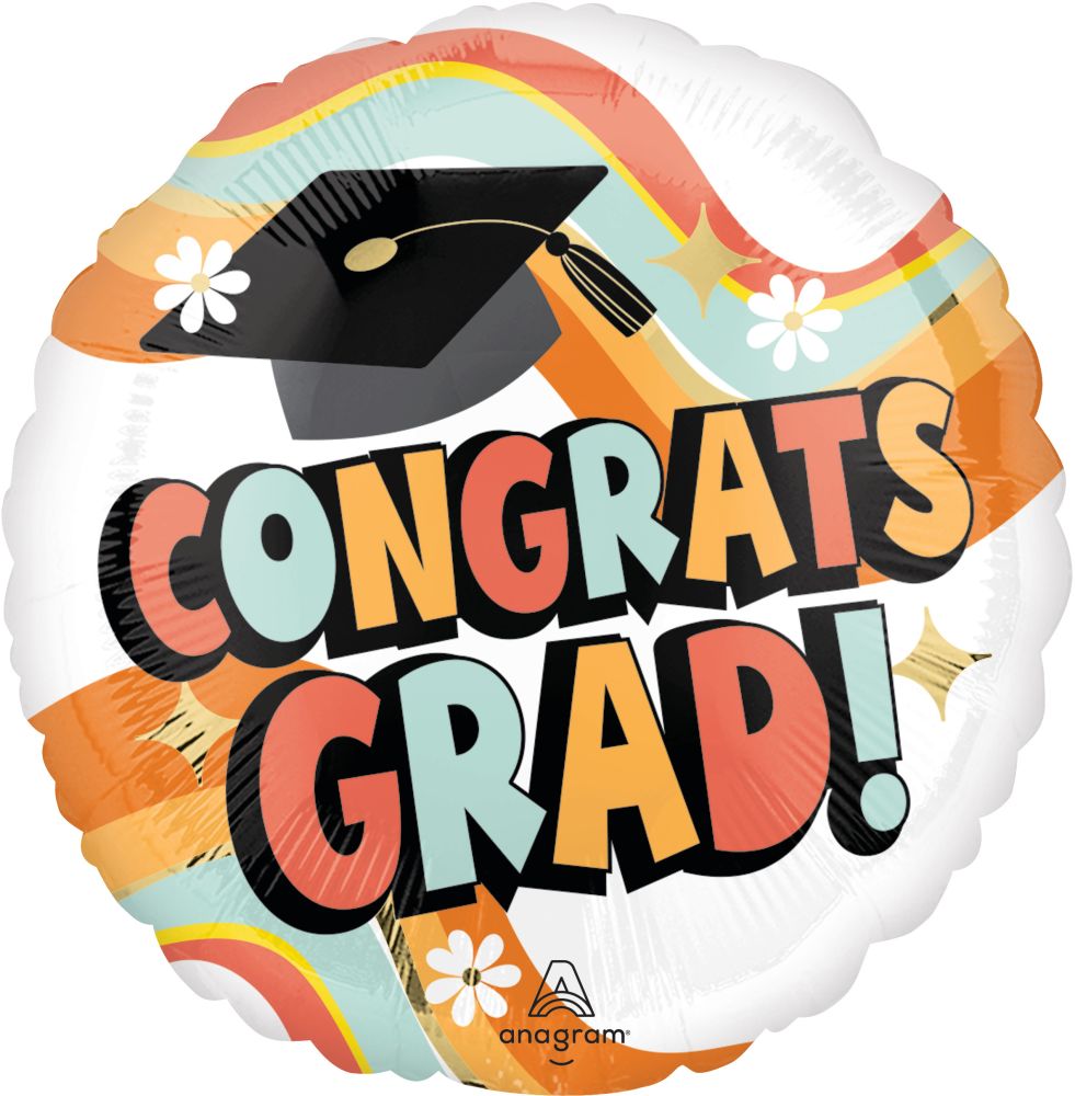 18" Groovy Congrats Grad Balloon