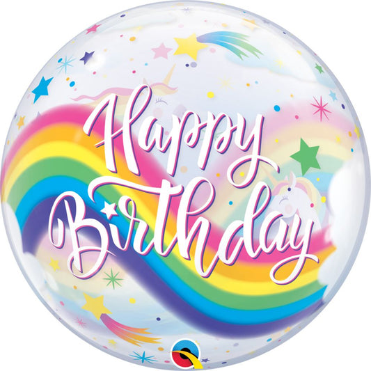 Bubble 22" Birthday Rainbow Unicorns Balloon