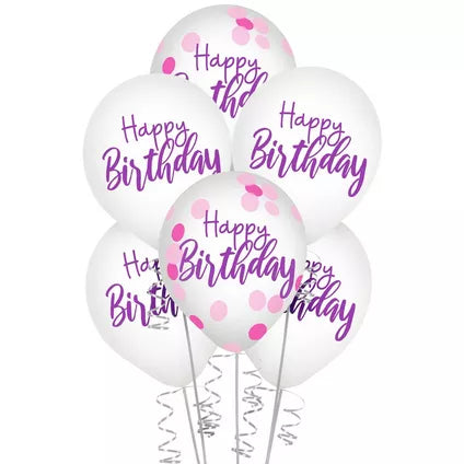 6ct, Sparkle Birthday Confetti Balloons