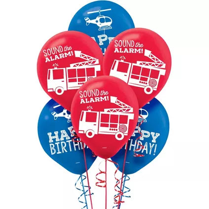 6ct, First Responders Birthday Latex Balloons