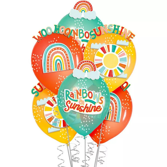6ct, Retro Rainbow Latex Balloons