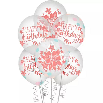 6ct, Free Spirit Boho Birthday Confetti Latex Balloons