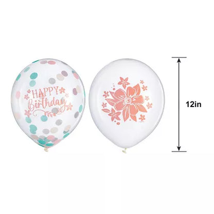 6ct, Free Spirit Boho Birthday Confetti Latex Balloons