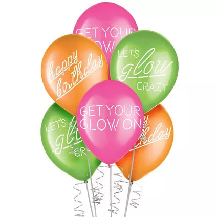 6ct, Glow Party Latex Balloons