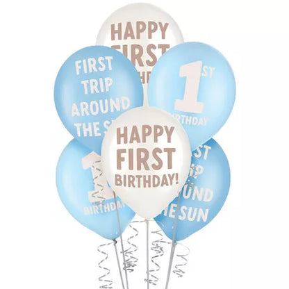 6ct, 1st Birthday Latex Balloons