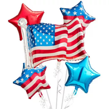 5 pc Flag Foil Balloon Bouquets