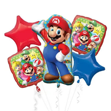 Super Mario Foil Balloon Bouquet, 5pc