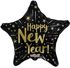 19" Happy New Year Foil with 4 Latex Balloons