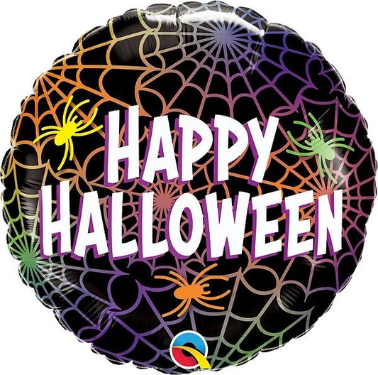 18" Happy Halloween Spiders and Webs Balloon